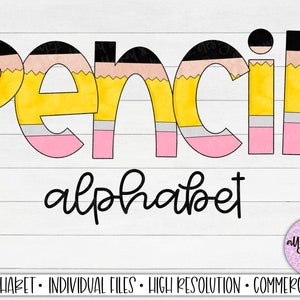 Lápis Doodle Letras Alfabeto PNG, Letras De Sublimação, Letras Do Alfabeto A-Z, Letras De Doodle De Material Escolar, Letras De Volta às Aulas PNG