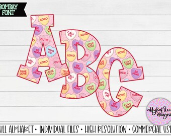 Valentine's Day Conversation Hearts Alphabet: Sublimation Letters (PNG Digital Download)