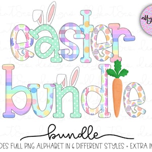 Easter Sublimation Alphabet Bundle | Sublimation Letters | A-Z Full Alphabet | Pastel Easter Letters | Easter Png | Bunny Carrots Eggs Png