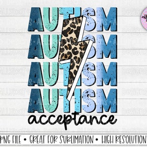 Distressed Autism Acceptance PNG, Special Needs Design, Autism PNG, Autism Acceptance Design File, Special Needs, Leopard Lightening Bolt