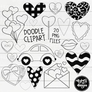 Valentine’s Day Doodle Clipart | Hand Drawn Clipart | Doodle Clipart| School Clipart | Valentine Doodles | Heart Clipart | Commercial Use