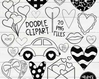 Valentine’s Day Doodle Clipart | Hand Drawn Clipart | Doodle Clipart| School Clipart | Valentine Doodles | Heart Clipart | Commercial Use