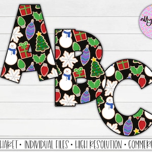 Christmas Cookies Alphabet Letters PNG Bundle, Christmas Cookies Hand Drawn Alphabet Doodle, Sublimation Alpha Set Designs PNG, Alphabet Png