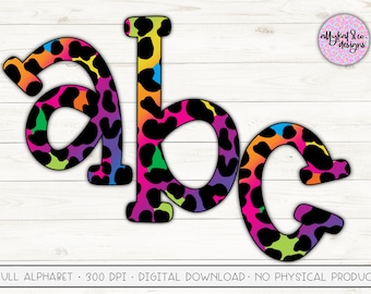Rainbow Leopard Alphabet PNG: Sublimation Letters (Digital Download)