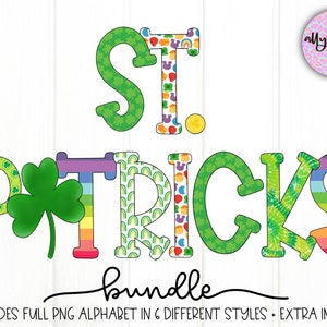 St. Patrick’s Day Sublimation Alphabet Bundle | Sublimation Letters | A-Z Full Alphabet | Shamrock Letters | St. Patty’s Png | Lucky Charms