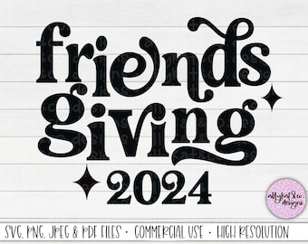 Friendsgiving 2024 SVG : fichier Cricut Thanksgiving rétro (numérique)