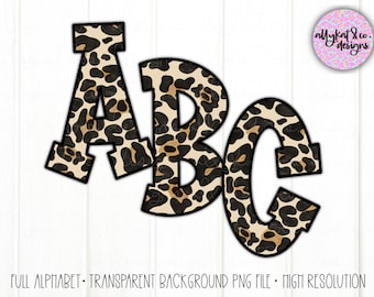 Leopard Print Sublimation Alphabet Letters (PNG)