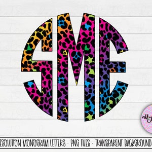 Rainbow Leopard Monogram Letters: Circle PNG (Digital Download)