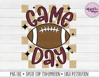 Distressed Game Day Football PNG File: Sublimation Design (Commercial Use)