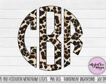 Leopard Print Circle Monogram Letters (PNG Digital Download)