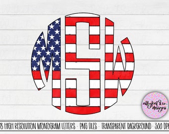 Może przedstawiać: Litera monogramu w kształcie koła z wzorem amerykańskiej flagi w kolorze czerwonym, białym i niebieskim. Litera to duża "M".
