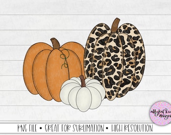 Leopard Pumpkin Sublimation Design: Hand-Drawn Clipart (PNG)