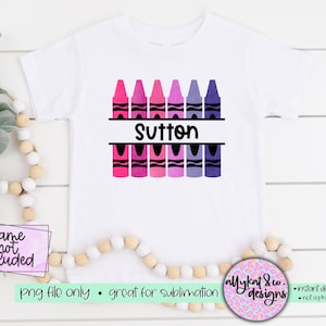 Pink Crayon Split Monogram, Watercolor Crayon Clip Art, Teacher Monogram Png, Back to School Sublimation, First day of School Outfit PNG