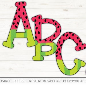 Watermelon Sublimation Alphabet | Sublimation Letters | A-Z Upper Case Full Alphabet | Watermelon PNG Letters | Watermelon Font Letters