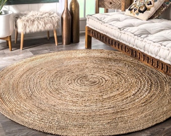 Natural Jute Braided Rug 4x4,5x5,6x6,8x8 Jute Round Rug Bohemian Rug Eco Friendly Large Rug Turkish Kilim Rug Jute Area Rug Square Rug