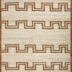 Handwoven Jute Rug: Bohemian Off White Area Rug, Custom Size