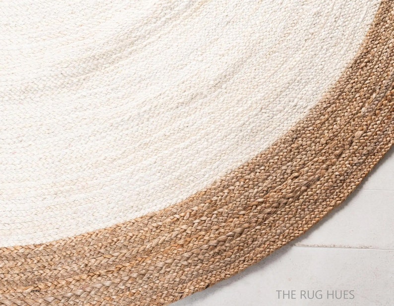 4x4 5x5 6x6 7x7 Jute Natural Border Round Rug Braided Jute Etsy