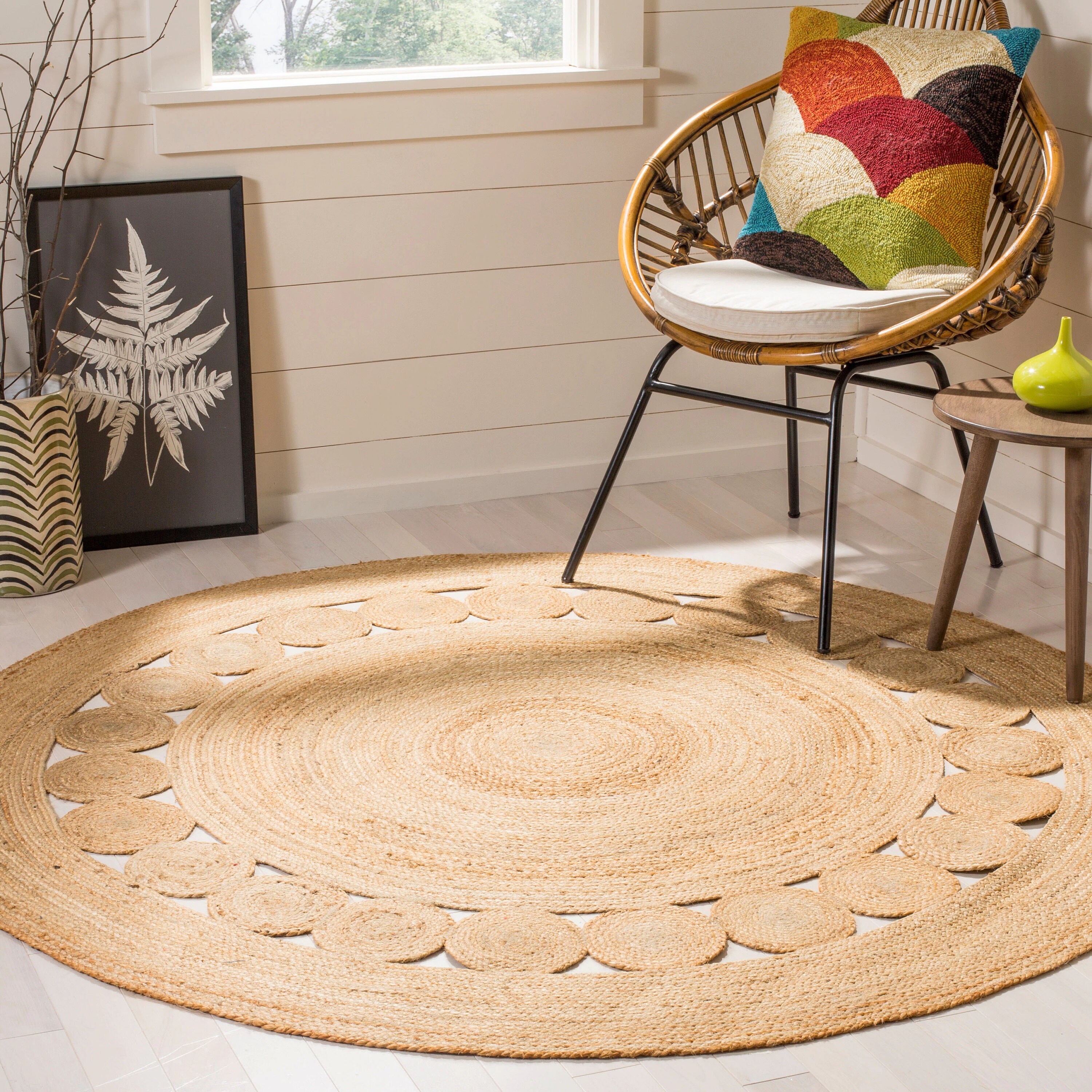 4x4 5x5 6x6 8x8 Natural Round Jute Rug Bohemian Rug Etsy UK