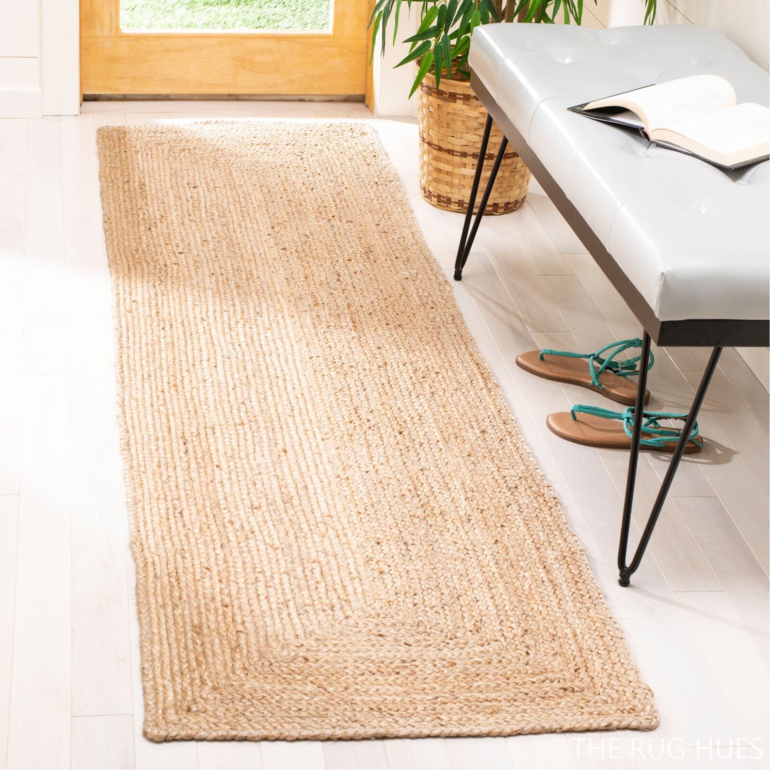 2.5x6,2.5x8,2.5x10 Natural Jute Braided Runner Rug Bedside Runner