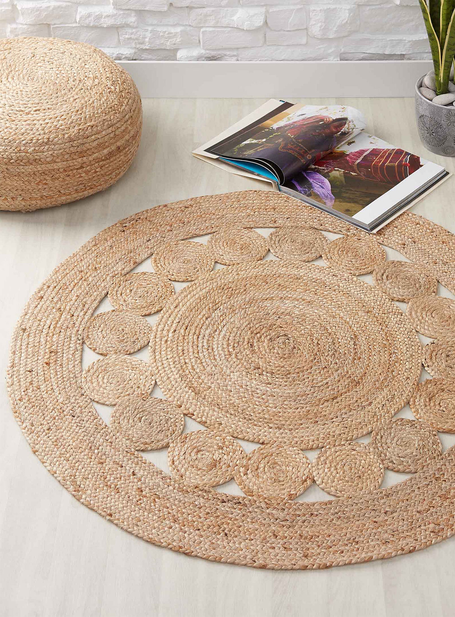 Natural Jute Braided Rug 4x4 5x5 6x6 Jute Round Rug Bohemian Etsy