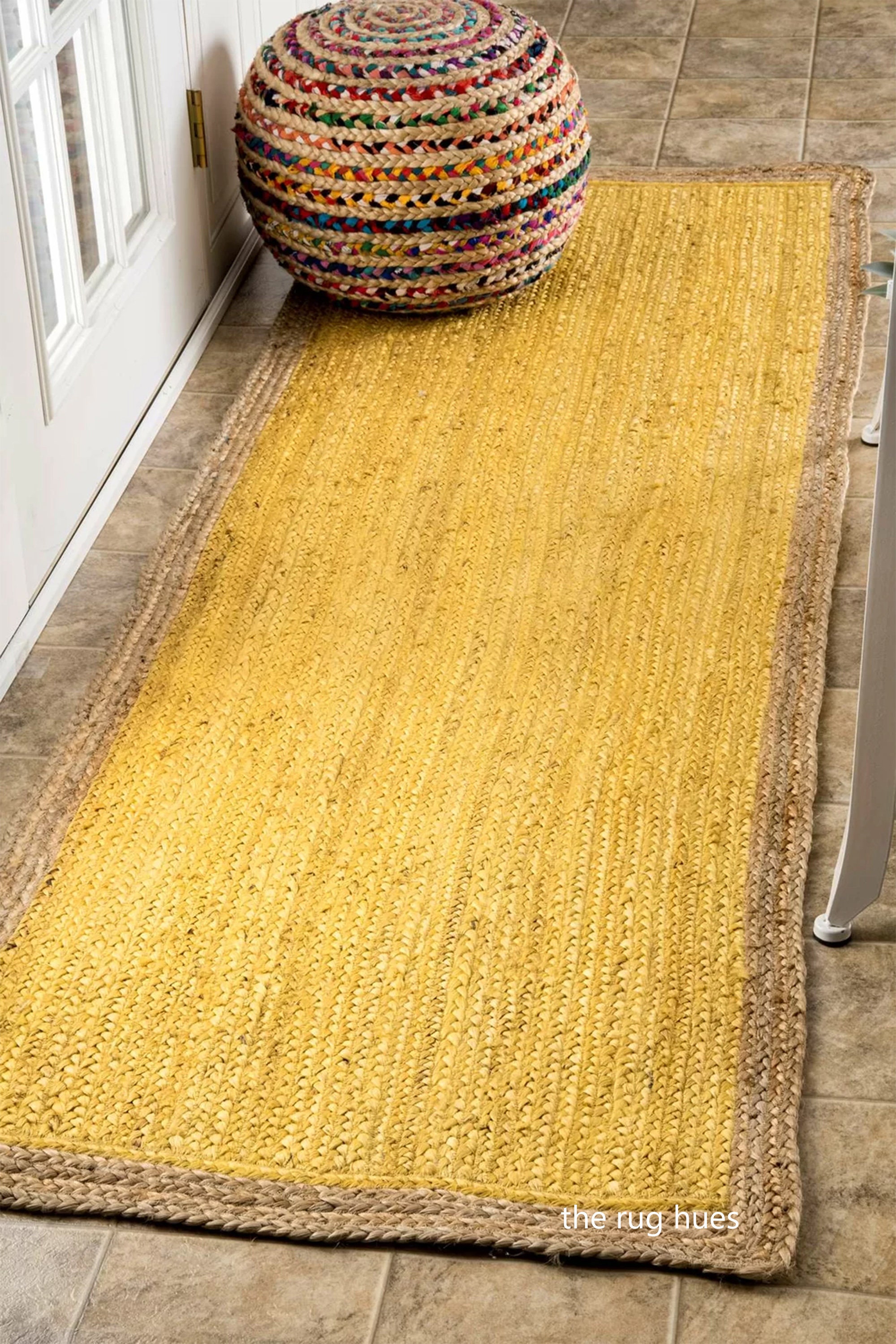 2x8 2x10 2x12 Yellow Natural Jute Runner Rug Indian Jute Rug Etsy