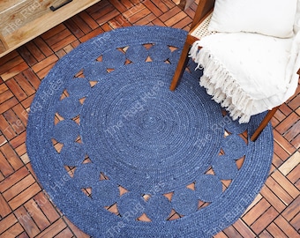 Handmade Braided Jute Round Rug: Bohemian Circle Area Rug