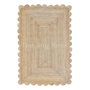 Handmade Scalloped Jute Runner Rug: Natural Fiber Hallway Rug