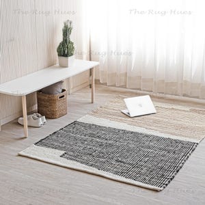 Striped Jute Rug: Boho Stair Runner, Custom Size