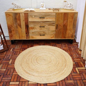 Handmade Jute Braided Round Rug: Eco-Friendly Bohemian Decor