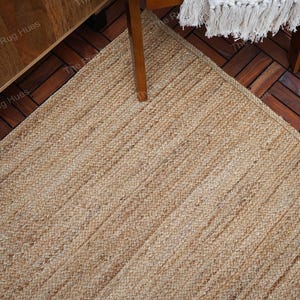 Off White Natural Handmade Jute Area Rug, Solid Custom Rug, Boho Rug, Indian Handwoven Rug, Bohemian Rug, Large Rug, Rag Rug, Textured Rug