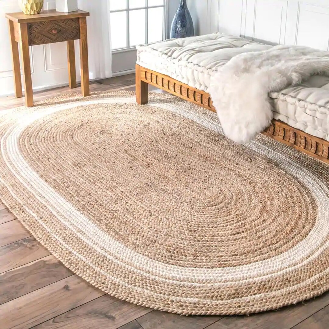 5x86x98x10 Natural Jute Hand Braided Oval Rug Eco Friendly Etsy