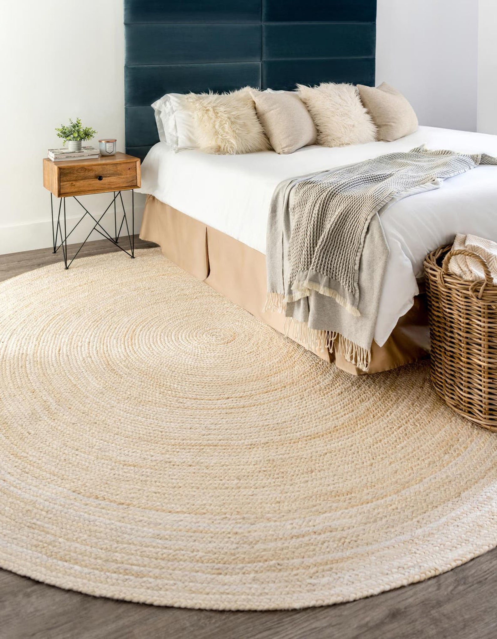 4x4 5x5 6x6 Jute Natural Round Rug Floor Rug Braided Jute Etsy