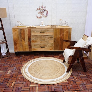 Handmade Jute Round Rug: Eco Friendly Bohemian Area Rug