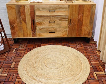 Handmade Braided Jute Round Rug: Bohemian Area Rug