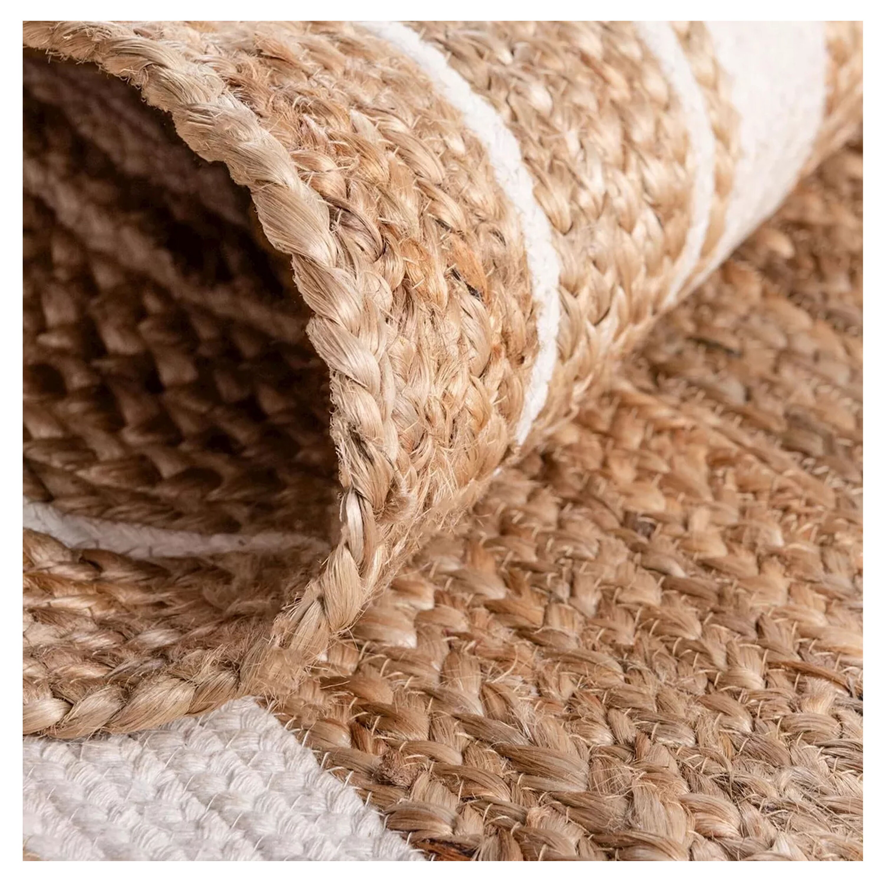 Natural Jute Braided Rug 5x8 6x9 8x10 Border Jute Rug Etsy