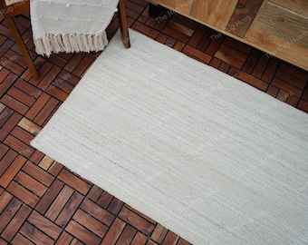 Handwoven Off White Jute Runner Rug: Bohemian Hallway Rug