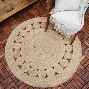 Handmade Jute Braided Round Rug: Bohemian Rustic Decor