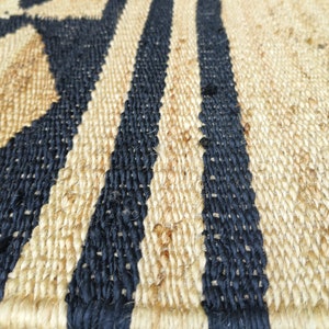 Natural Jute Rug, Bohemian Area Rug, Black Rug, Boho Jute Rug, Runner Rug, Custom Size Rug, Living Room Rug, Handwoven Jute Rug