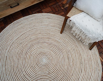 Handmade Jute Round Rug: Natural Fiber Boho Decor