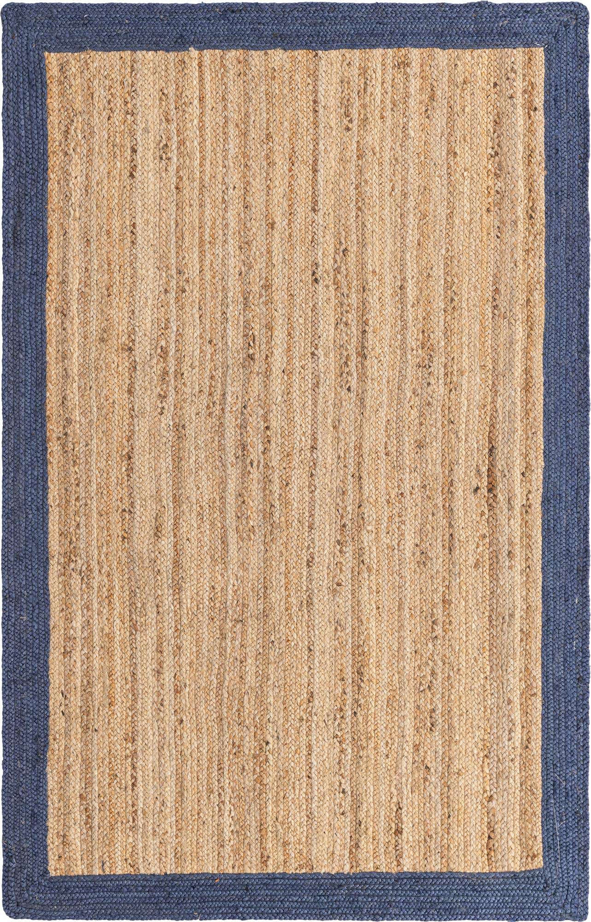 Navy Border Natural Jute Braided Rug 5x8 6x9 8x10 Jute Rug Etsy