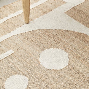 Natural Jute Rug, Bohemian Area Rug, Off White Rug, Boho Jute Rug, Runner Rug, Custom Size Rug, Living Room Rug, Handwoven Jute Rug