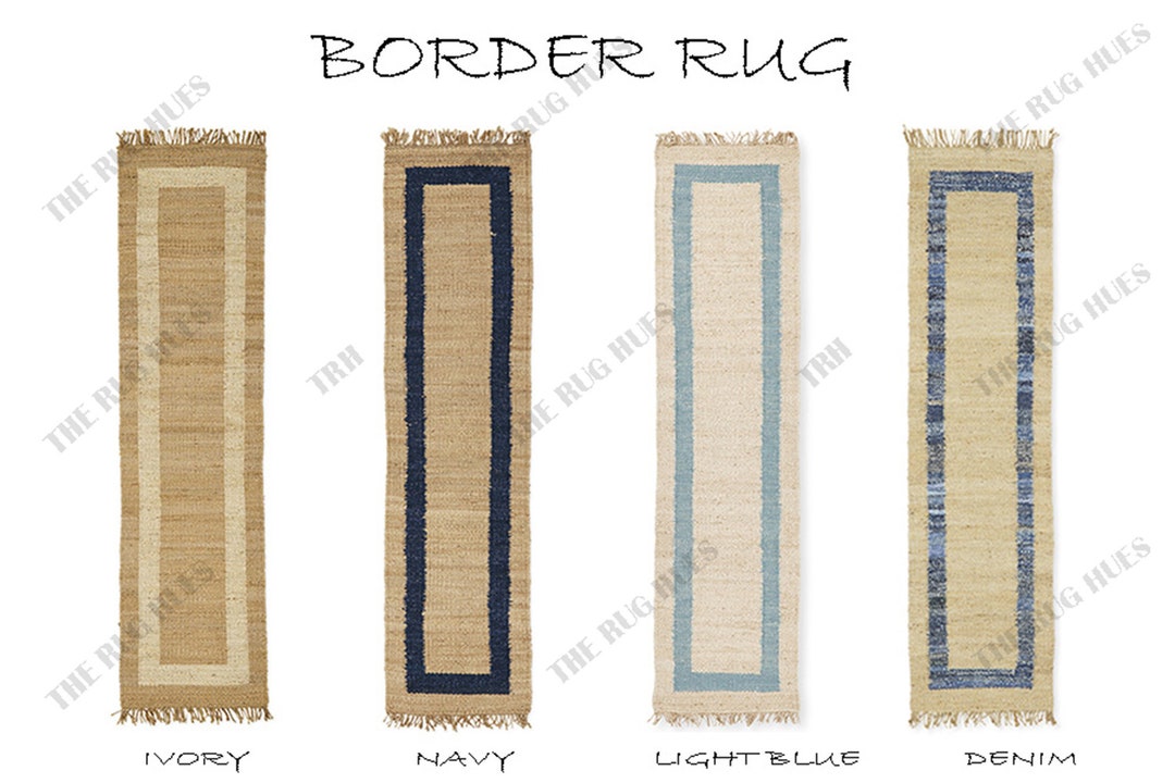 Natural Border Rug Handmade Jute Border Rug: Natural Fiber Bohemian Runner - Etsy