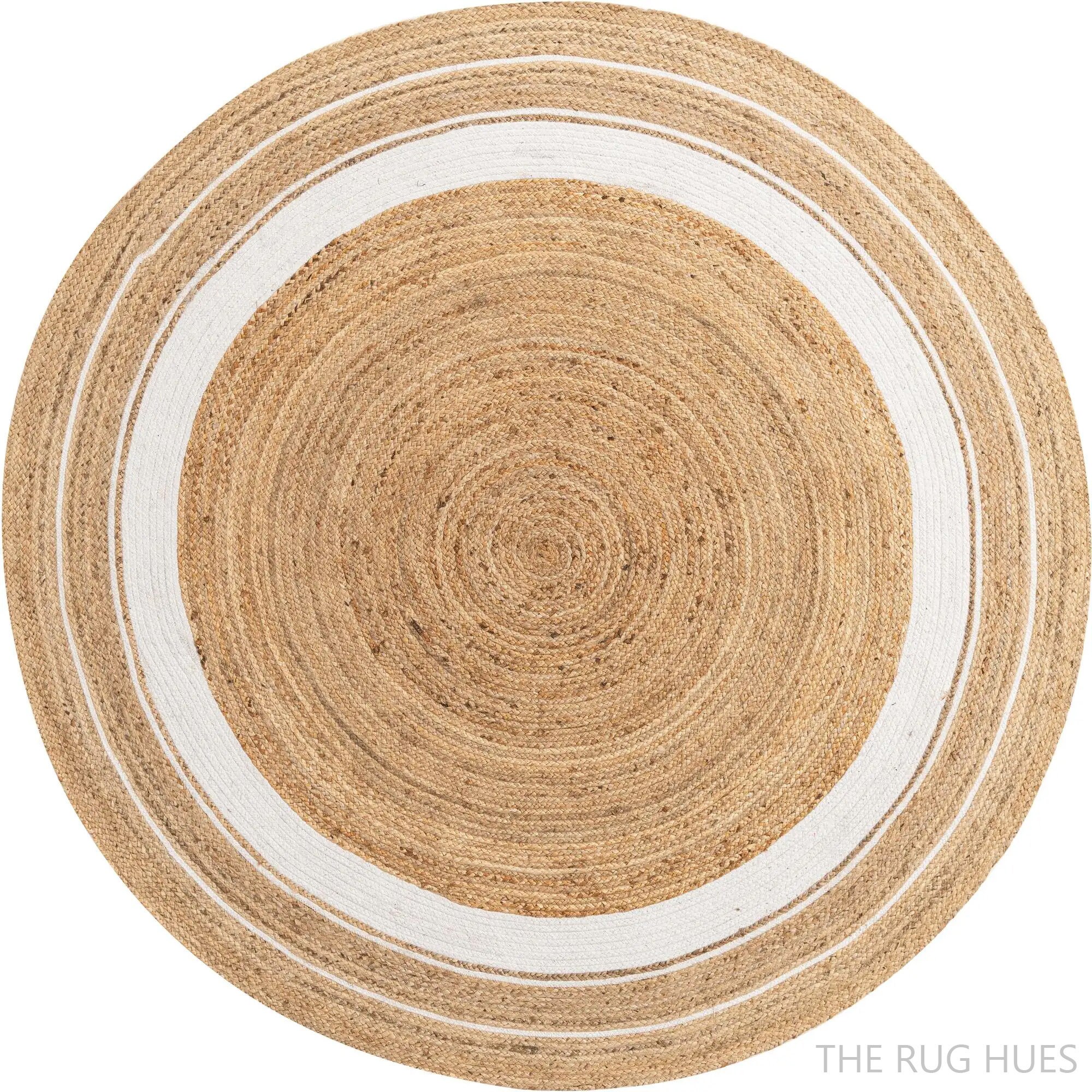 4x4, 5x5, 6x6 Jute Border Round Rug, Natural Jute Braided Rug, Bohemian