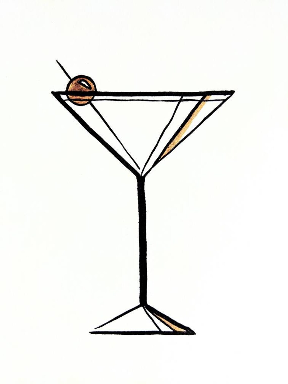 Cocktail Glass Line Drawing Martini Glass Original Line Etsy