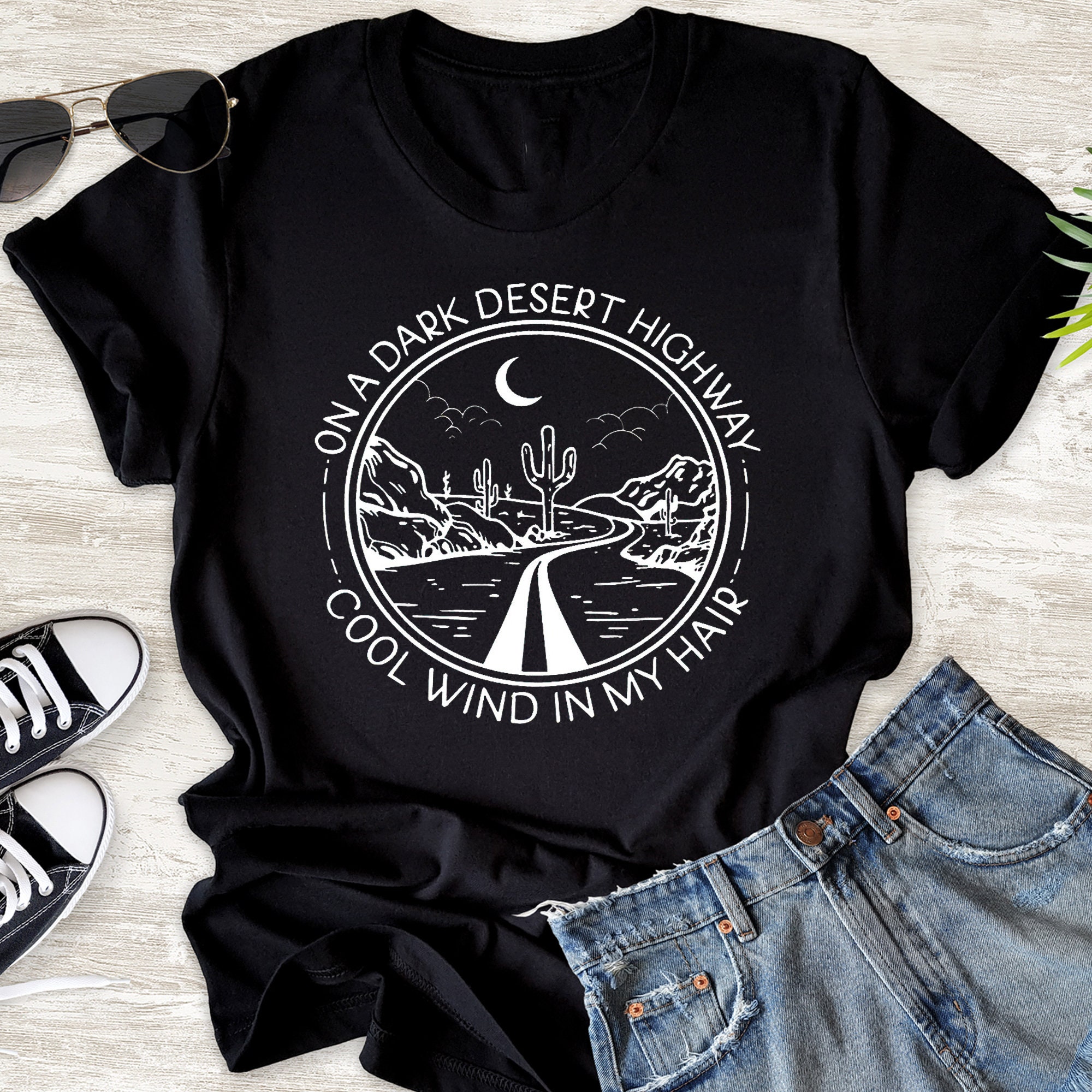 On A Dark Desert Highway Tee On A Dark Desert Highway Cool Etsy