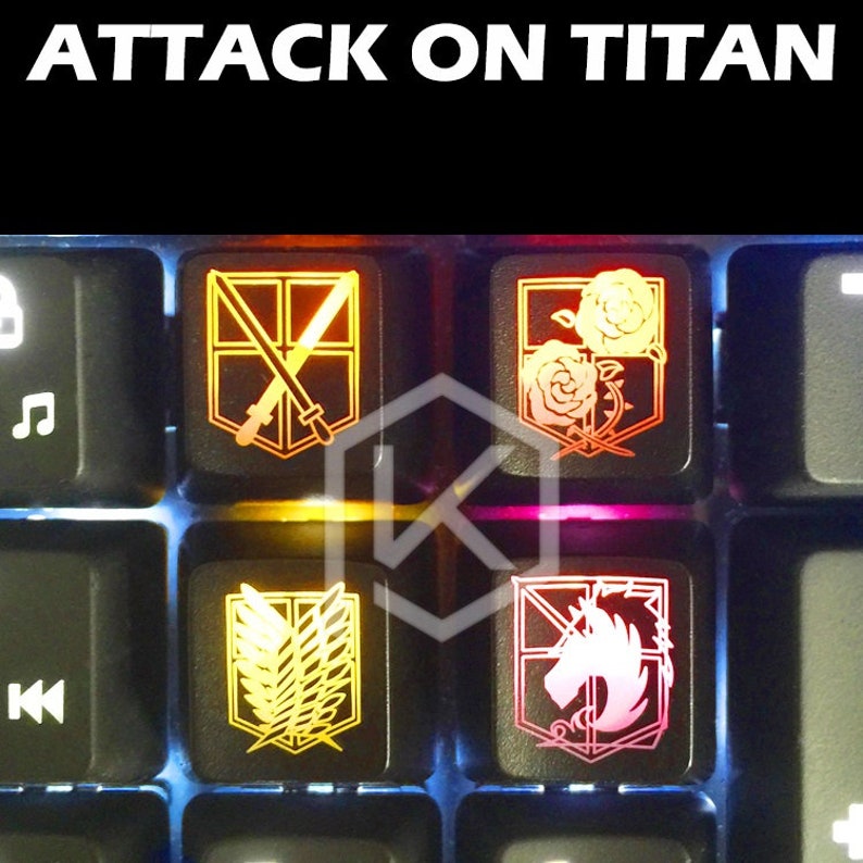 KEYDOM * ABS R4 Light Transmission Attack On Titan Anime Keycap Set(4 keycaps) 