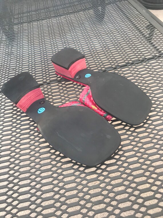 Y2K Color Block Weave Slip On Leather Chunky Heel… - image 6