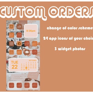 Customizable Aesthetic iPhone iOS14 App Icons | 24 App Pack | Custom Design | Bonus 3 Widget Photos | Customizable | Personalized