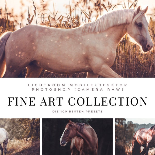 100 presets fine art set | Lightroom Photoshop DESKTOP + MOBILE | Animal photography horses dogs nature | Photo filter image look Instagram filter