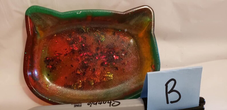 Set B Great for Gifts! Cat Shaped Resin Trinket Dish